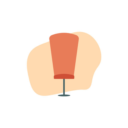 Colored Chair on Orange Background. Vector Illustration of Red Office Furniture in Cartoon Styleのイラスト素材
