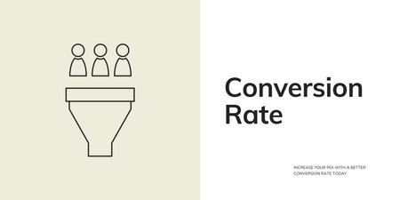 Conversion Rate Banner on Green and White Background. Stylish Conversion Banner with Black Text and Icon for Business and Marketingのイラスト素材