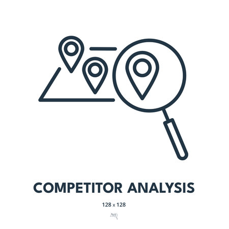 Competitor Analysis Icon. Market Research, Comparison, Strategy. Editable Stroke. Simple Vector Iconのイラスト素材