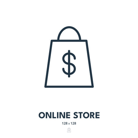 Online Store Icon. Shop, E-commerce, Shopping bag. Editable Stroke. Simple Vector Iconのイラスト素材