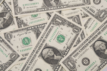 Isolated one dollar banknotes on a white background