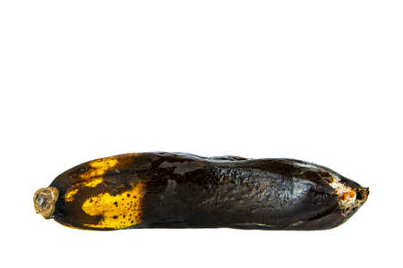 Close-up peeled rotten banana on white isolated backgroundの写真素材