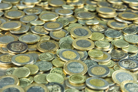 Coins stack in close-up