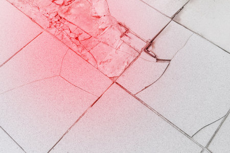 Old broken tile cracked floor repair background, renovation concept.の写真素材