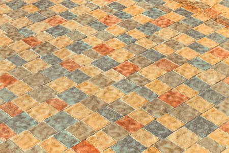 Multicolored modern paving slabs floor tile mosaic urban texture background.の写真素材