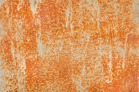 Old rusty metal wall texture, corrosion orange abstract pattern background.