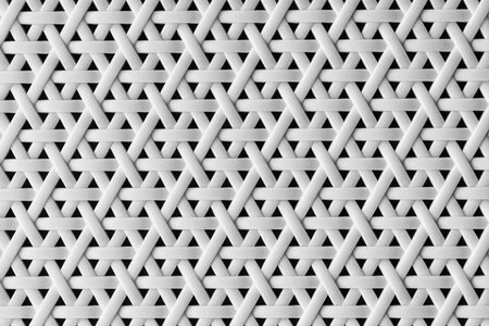 Seamless texture of a white plastic basket with abstract geometric patterns in the form of a cross or snowflakes background.の写真素材