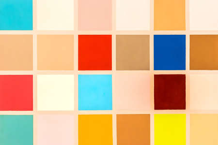 Samples of different colors in squares, colorful bright abstract mosaic background.の写真素材