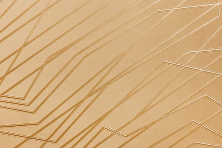 Texture of light yellow decorative wallpaper with abstract geometric linear pattern, beige...