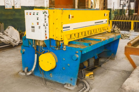 Industrial plant machine equipment for cutting sheet metal in the reinforcing workshop, steel...