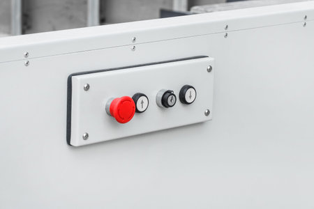 Control modern panel of a lifting platform equipment for help and transportation disabled people,...