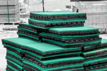 Thermal insulation or soundproof industrial building material on background of construction site.の写真素材