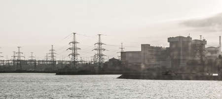 Powerful power plant thermal station plant industrial electric factory.の写真素材