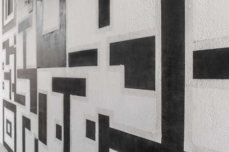 Abstract geometric design black patterns decoration wall architecture background.の写真素材