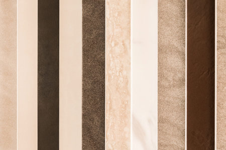 Samples of different interior design decorative abstract colored ceramic tiles texture background.