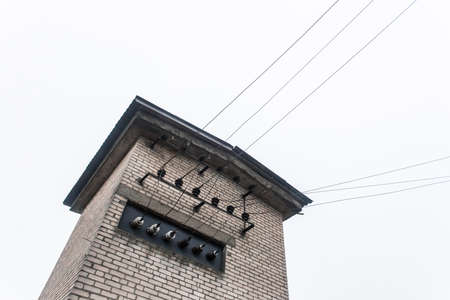 Old transformer booth, power connection and energy volt box.の写真素材