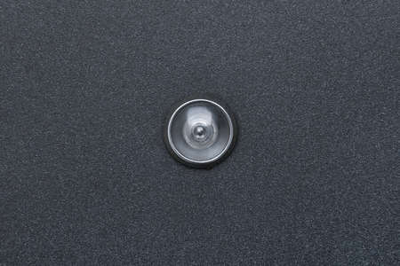 Peephole door eye look hole from spy security, safety close-up.の写真素材