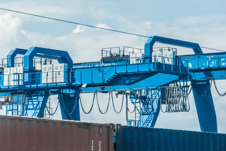 Heavy Lifting Industrial Crane for Cargo Container Import and Export Freight Transportation.