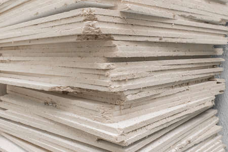 PVC Old Sheet Panels OSB Plywood Pressed Sawdust Chipboard Material.の写真素材