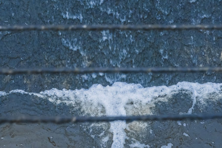 Dirty cold water filtration system industrial liquid filter, wastewater treatment.