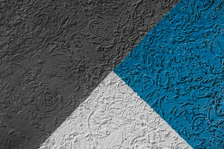 Blue, White And Dark Black Three Color Plaster Wall Texture Design Rough Pattern Abstract Stucco Grunge Background.の写真素材