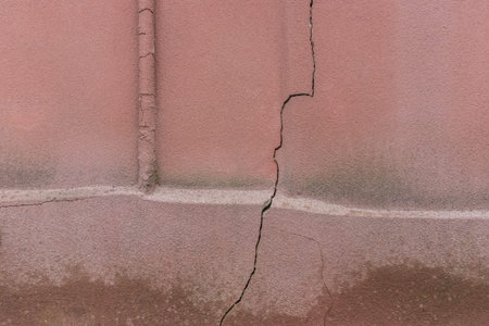 Old crack broken concrete wall damage background cement cracked dirty texture.の写真素材