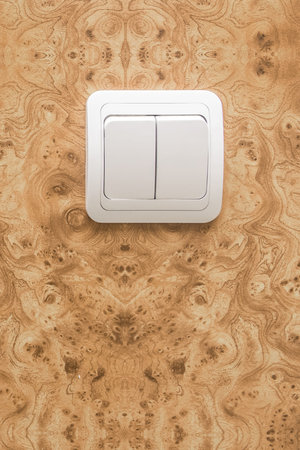 White Switch Power Light Home Appliance Electric Object on Wall.