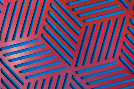 Pattern Red And Blue Abstract Geometric Contemporary Interior Wall Design Architecture Decoration Texture Background.の写真素材