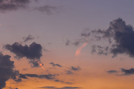 Blue cloud in the evening sky of nature in summer weather background sunset.