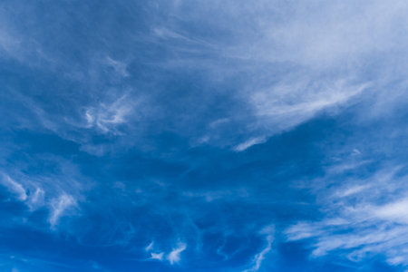 White clouds mild windy weather nature background sky.