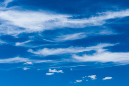 Cirrus Cumulus White Clouds Blue Sky Background Nature Wind Weather Atmosphere Air Cloudscape.