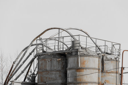 Tank storage fuel chemical gas container oil old barrel industrial.