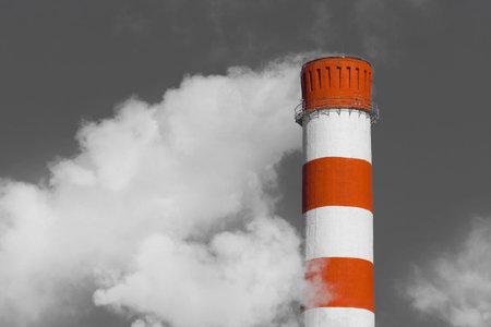Pollution of the environment, ecology and air. Withdrawal of combustion products of soot, smoke and...