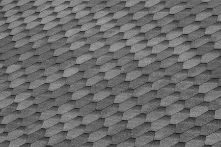 Roof tile geometric style pattern, mosaic gray abstract texture, square detail background.の写真素材