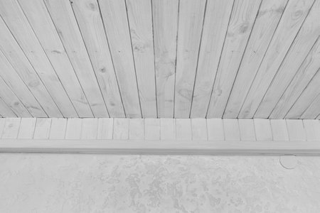 Modern light wooden interior with white abstract background wall.の写真素材