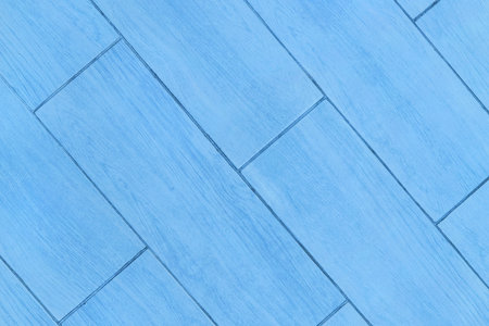 Blue diagonal line stripe tile floor pattern abstract texture background, top view.の写真素材