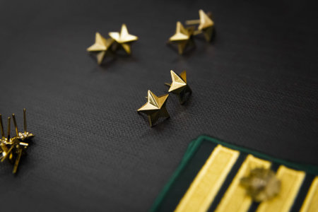 Awarding stars of the highest award, shoulder straps, close-up.
