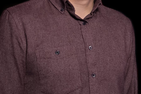 Men's Clothing Fashion Burgundy Shirt Style Close-Up.の写真素材