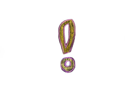 Exclamation point punctuation color close-up on white isolated background.