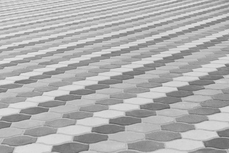 Gray Paving Stone Floor Tile Street Pattern Texture Background Mosaic Urban Road City Abstract Structure Gray.の写真素材