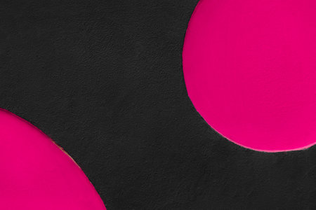 Round Pink Circle Abstract Patterns Interior Object Detail Exterior View Wall Black Paint Design Background.の写真素材