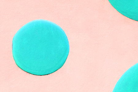 Round abstract blue design oval moon soft cream color wall interior pattern background circle decoration decor.の写真素材