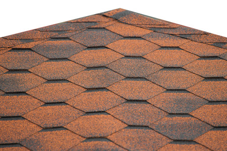 Brown-Red-Orange Tile Roof House Abstract Pattern Architecture Surface Background Home Texture White...