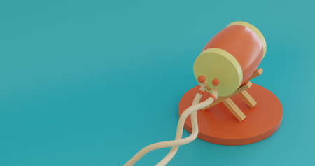 3D Rendering Drums for eid mubarak and ramadan in blue backgroundの写真素材