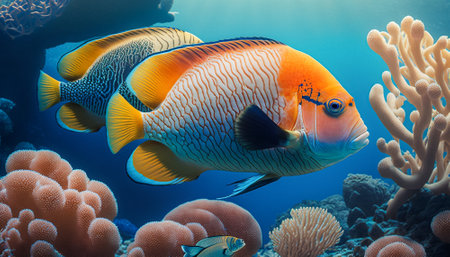 Tropical fish on a coral reef in the Red Sea.の素材