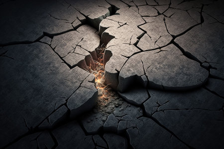 Cracked ground. Global warming and climate change concept. 3D Renderingの素材