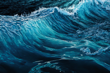 Blue ocean wave close-up. Abstract nature background for design.の素材