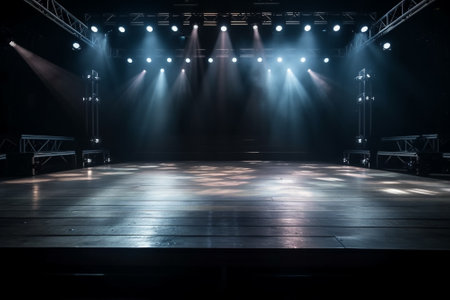 Stage lights on the stage, lighting equipment, Stage Spotlight on the Stage, Stage Backgroundの素材