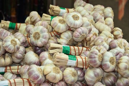 Cloves of garlic at a french marketの写真素材