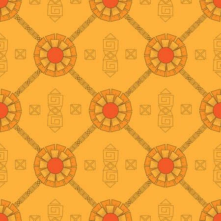 Yellow Geometrical seamless repeat patternのイラスト素材